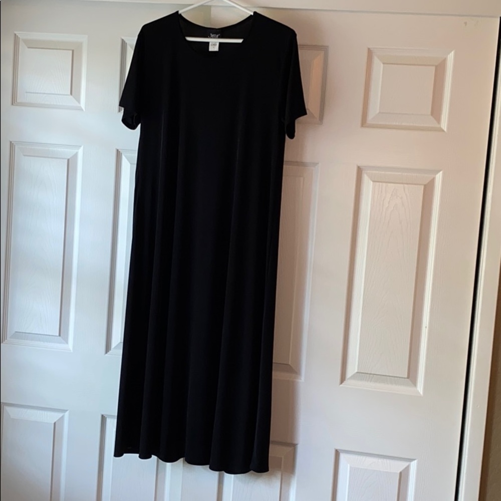 Modest black midi dress